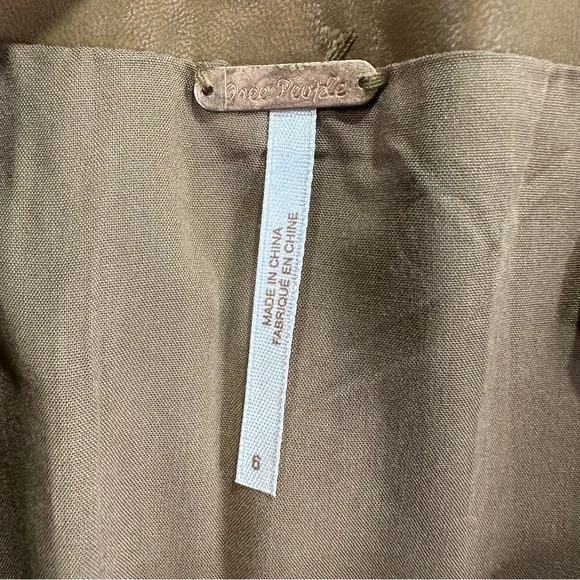 Free People  Faux Leather Skirt  Brown Button-Front Size 6 - Picture 2 of 13